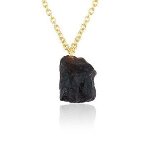 7599 Raw Smoky Quartz Gemstone Necklace – Natural Crystal Pendant on 18K